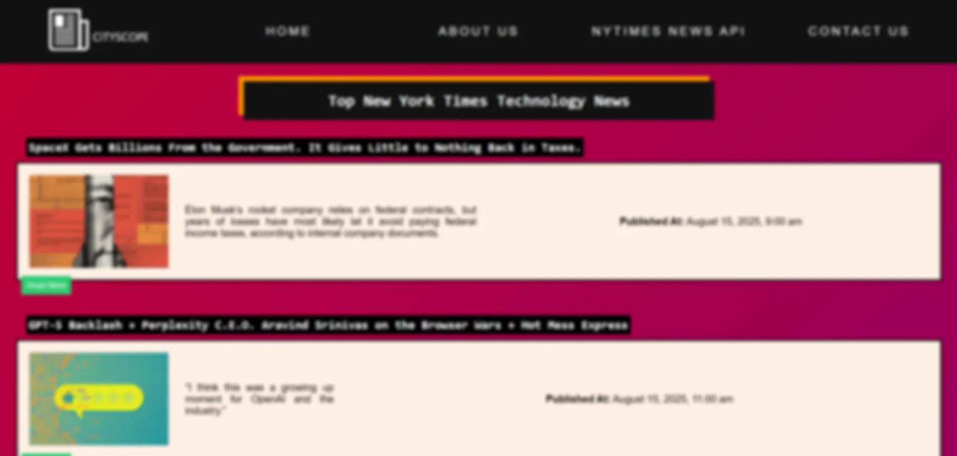 A CodeIgniter 4 web application featuring News API integration with the New York Times, dynamic page management, and an AJAX-powered contact system. Built with modular view templates for consistent UI and responsive design.