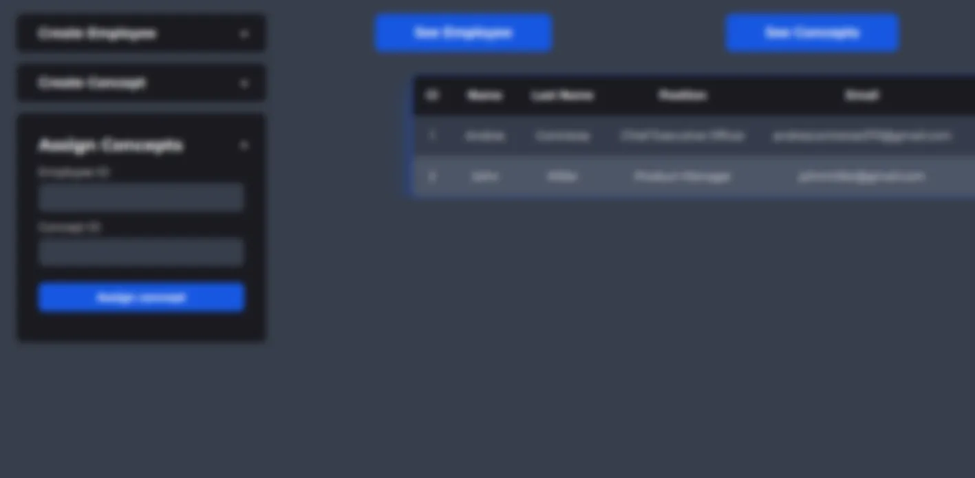 Web app designed to help managers generate payrolls for employees. Uses a JSON flat-file database to store employee and concept data, with interactive forms for creating payroll entries, assigning concepts, and calculating payouts and discounts.